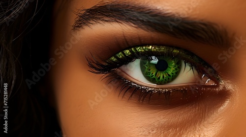 Closeup of woman s green eye 