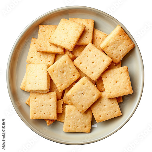 Plate of Shortbread isolated on white background, top view