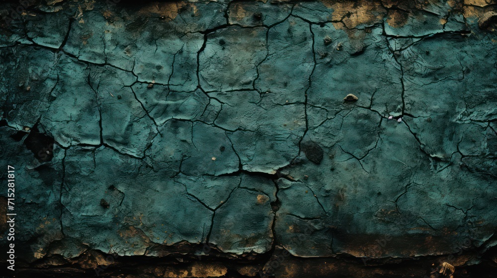 a close up of a rock wall with a green pattered surface and a small bird perched on top of the rock. a close up of a rock wall with a green pattered surface and a small bird perched on top of the rock.