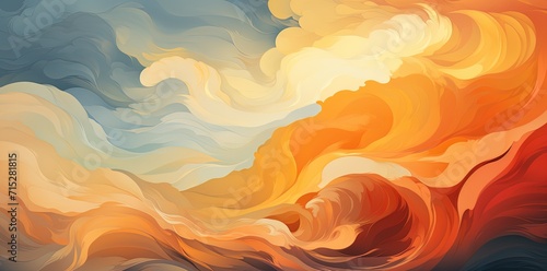 Watercolor orange and blue background. Craeted with Ai