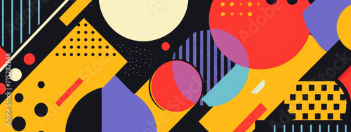 Colorful Bauhaus style geometric pattern background  combining abstract shapes and dynamic colors