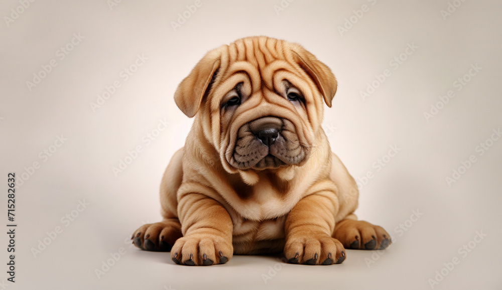 small Shar Pei puppy on a light background small Shar Pei puppy on a light background