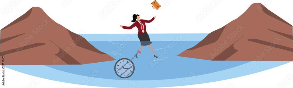 Trapped, Clock, Lost, Sea, Time, Businesswoman Trapped, Clock, Lost, Sea, Time, Businesswoman