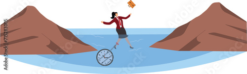 Trapped, Clock, Lost, Sea, Time, Businesswoman