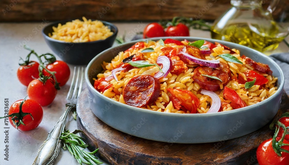Savor the Flavors: Red Pepper & Chorizo Orzo Pasta Salad Savor the Flavors: Red Pepper & Chorizo Orzo Pasta Salad