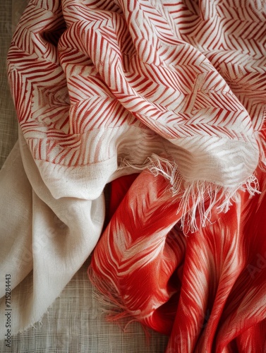 red and white scarves background