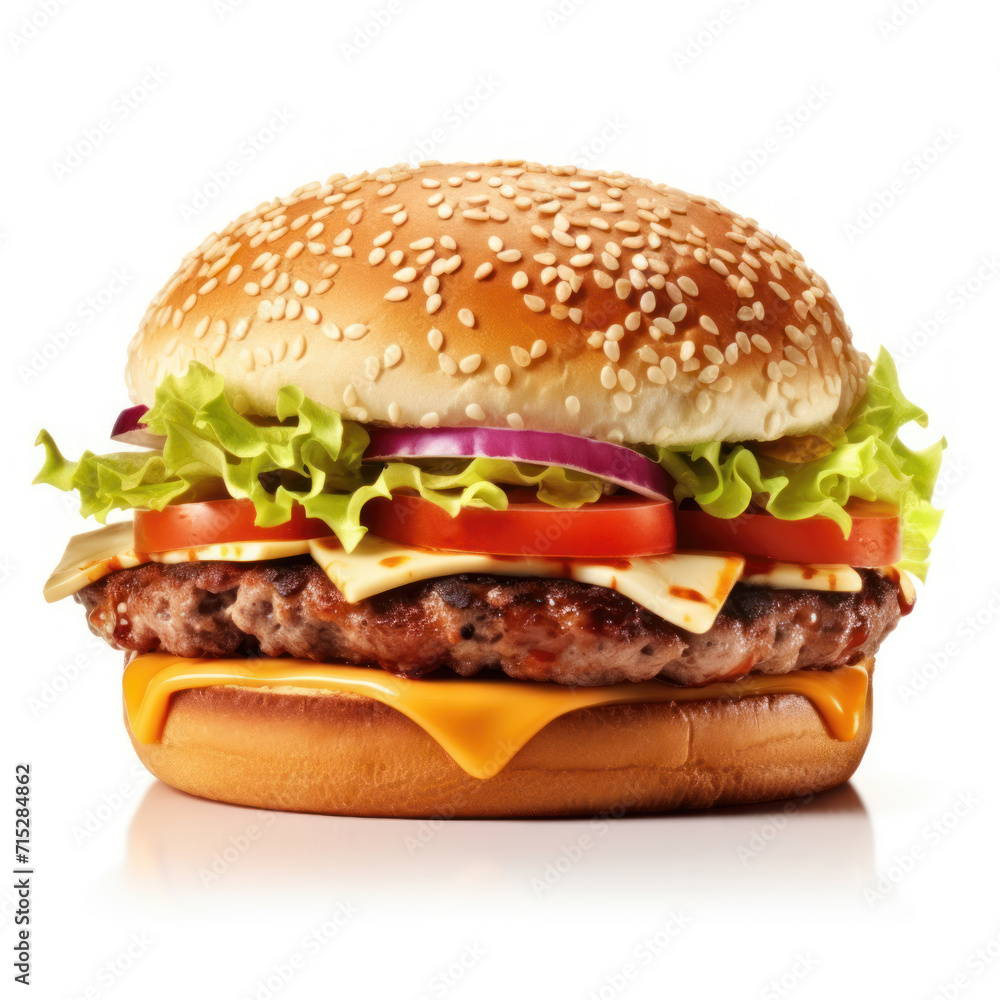 Classic hamburger stock photo, isolated in white. Classic hamburger stock photo, isolated in white.