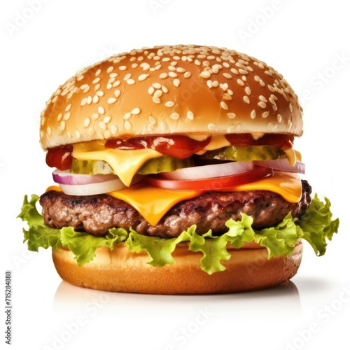Classic hamburger stock photo, isolated in white. © NooPaew