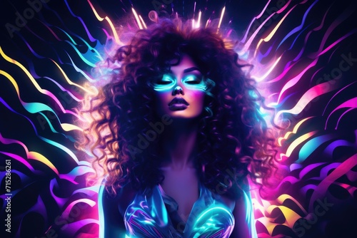 Portrait of a girl in neon rays