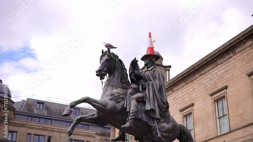 Equestrian statue of the Duke of Wellington. Edinburgh Old town Scotland. tourism landmark, tourist destination in UK. photo