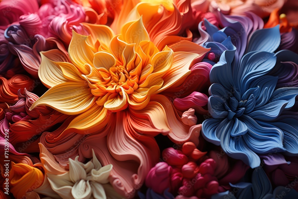  a close up of a bunch of flowers with many colors of flowers in the middle of the picture and a single flower in the middle of the picture.