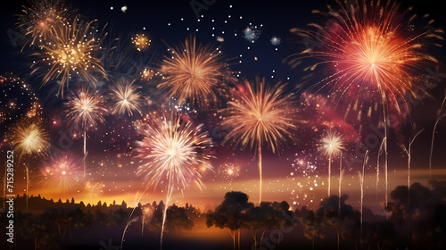 Beautiful fireworks background at night for holiday decoration