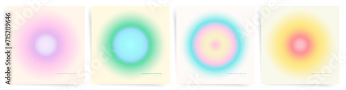 Square Gradient Background Design Set for Album Covers, Posts, Banners, Card and Posters. Springtime radial pink, green, blue abstract graphic frames.