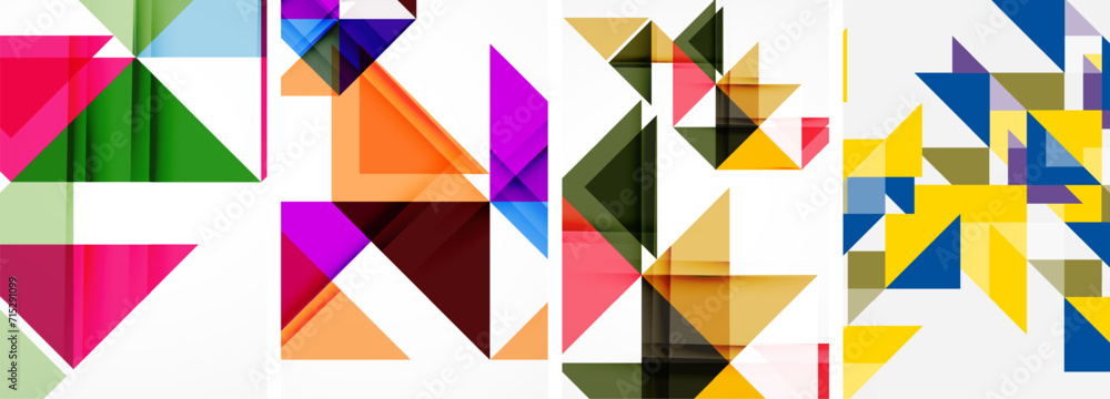 Triangle poster geometric background set Triangle poster geometric background set