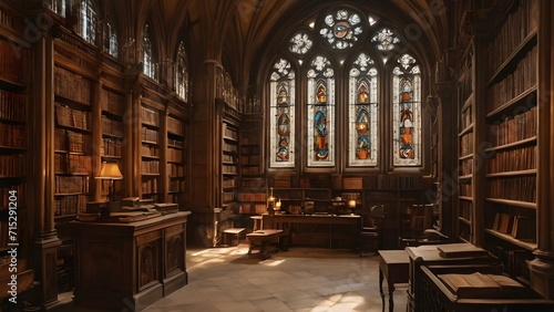 interior of the old library with full of books