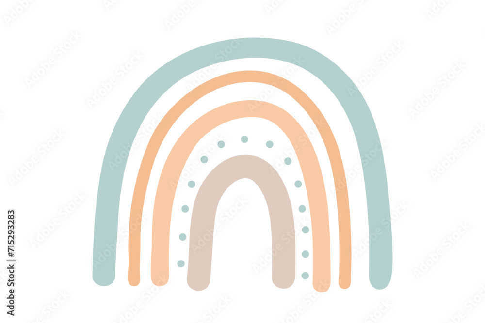 Boho rainbow in pastel colors with dots isolated on white. Scandinavian vector cute rainbow Boho rainbow in pastel colors with dots isolated on white. Scandinavian vector cute rainbow