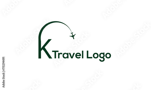 Letter K Travel Logo Concept With Paper Plane Icon Vector Template