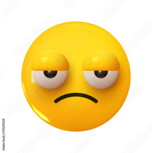 Face with Rolling Eyes Emoji. Emotion 3d cartoon icon. Yellow round emoticon. Vector illustration