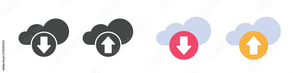 Upload download cloud storage icon simple graphic glyph symbol set illustration, flat cartoon load arrow pictogram black and white shape silhouette clipart image Upload download cloud storage icon simple graphic glyph symbol set illustration, flat cartoon load arrow pictogram black and white shape silhouette clipart image