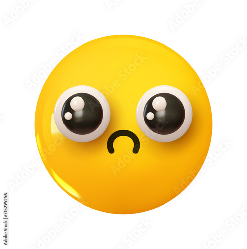 Emoji arouses pity tears come to my eyes. Emotion 3d cartoon icon. Yellow round emoticon. Vector illustration