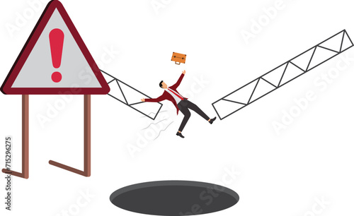 Danger, Escaping, Exclamation Point, Falling, Fear, Businessman