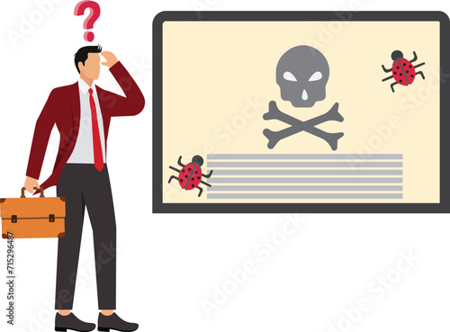 Dangerous computers appear, Computer Bug, Businessman