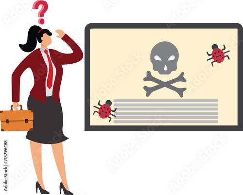 Dangerous computers appear, Computer Bug, Businessewoman