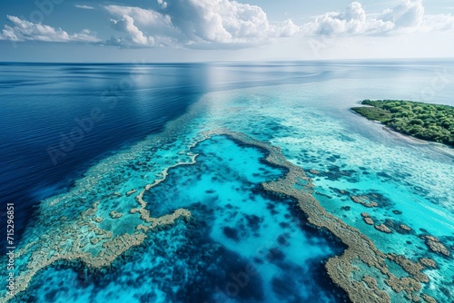 Stunning view of the Great Barrier Reef from above.