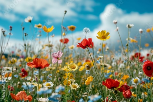 Vibrant wildflowers blooming in a meadow.
