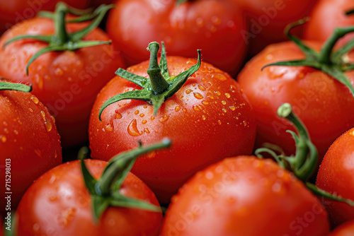 A cluster of ripe tomatoes, illustrating the freshness and juiciness of the harvest
