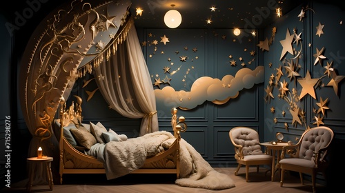 Baby room interior with colorful bed and walls decor and play room © Faizan