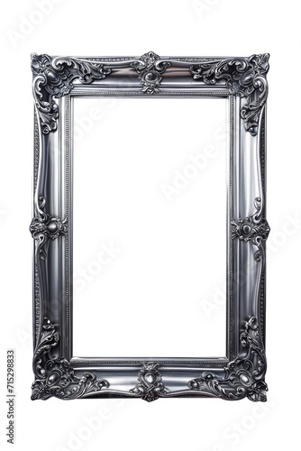 Vertical silver frame on a transparent background 