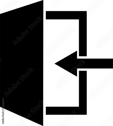 Silhouette Vektor Symbol - Tür offen mit Pfeil - Zugang - Eingang
