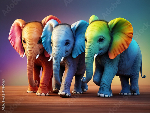 color elephants in the grass