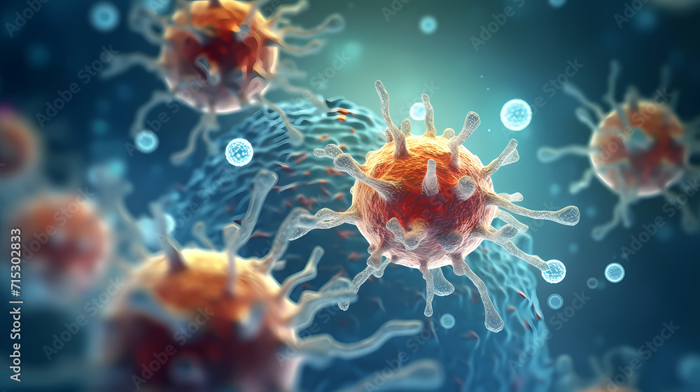 Fototapeta premium Human cell or embryonic stem cell medicine, human cell biology DNA molecular structure