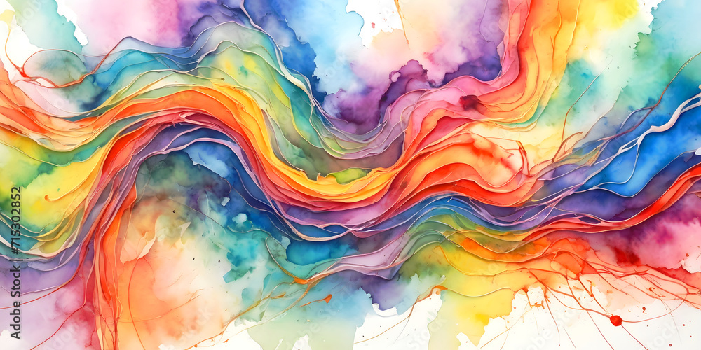 Vibrant Watercolor Spectrum with Abstract Colorful Design, Paint Texture, and Grunge Elements on Light Background