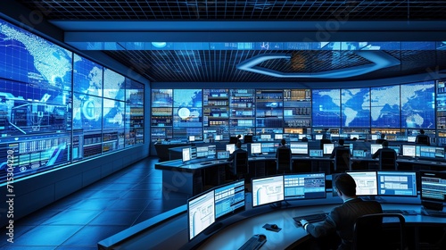 High-Tech Security Operations Center Monitoring Cyber Threats