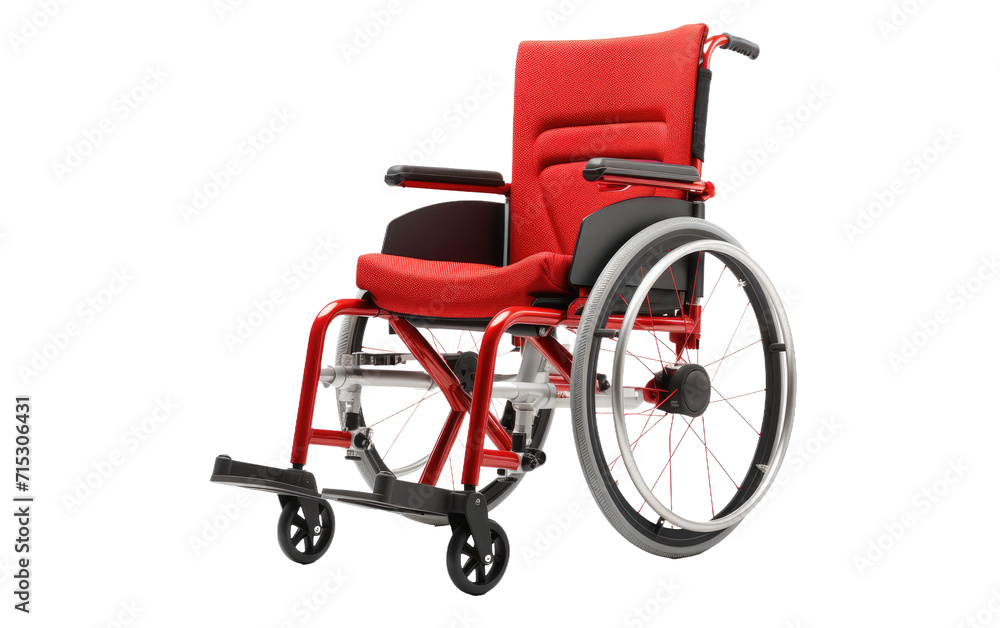Independence with a Stylish Red Wheelchair for Enhanced Comfort on a White or Clear Surface PNG Transparent Background.