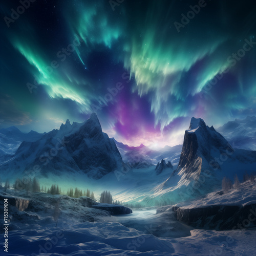 Beautiful Northern European Aurora scenery. The nature of the earth cannot be expressed in words.
