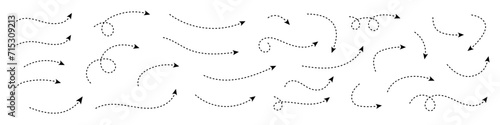Curved dotted arrow. Zigzag arrow stripes design with dotted lines.