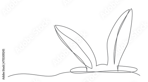 Easter Rabbit One line drawing isolated on white background