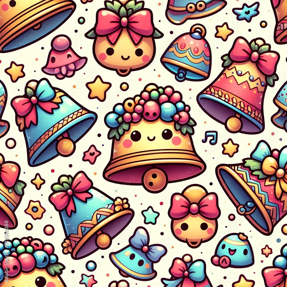 Melody of Joy: Colorful Bells with Cute Faces Pattern Melody of Joy: Colorful Bells with Cute Faces Pattern