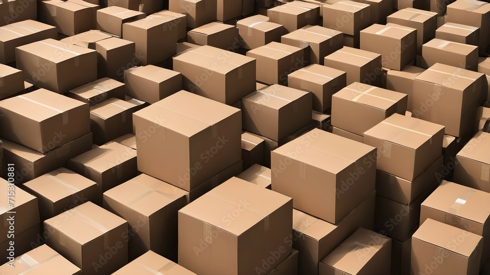 A large number of cardboard boxes. A warehouse filled with cardboard boxes A large number of cardboard boxes. A warehouse filled with cardboard boxes