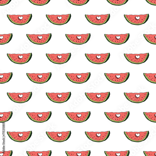 Seamless pattern with watermelon doodle for decorative print, wrapping paper, greeting cards, wallpaper and fabric