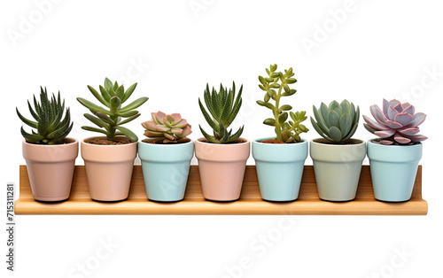 Decoration with a Stylish Rack Adorned by Potted Succulent Plants on a White or Clear Surface PNG Transparent Background.