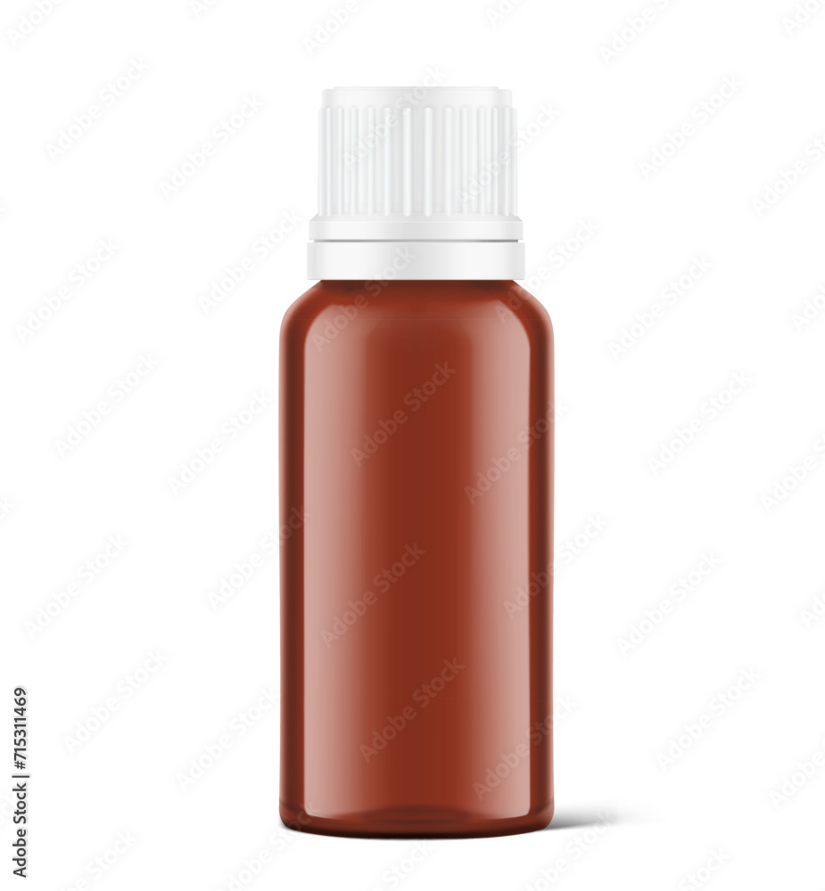 Brown glass bottle mockup for medical, eye or nasal drops isolated on white background. Vector illustration. Can be used to present medical and other needs. EPS10. Brown glass bottle mockup for medical, eye or nasal drops isolated on white background. Vector illustration. Can be used to present medical and other needs. EPS10.