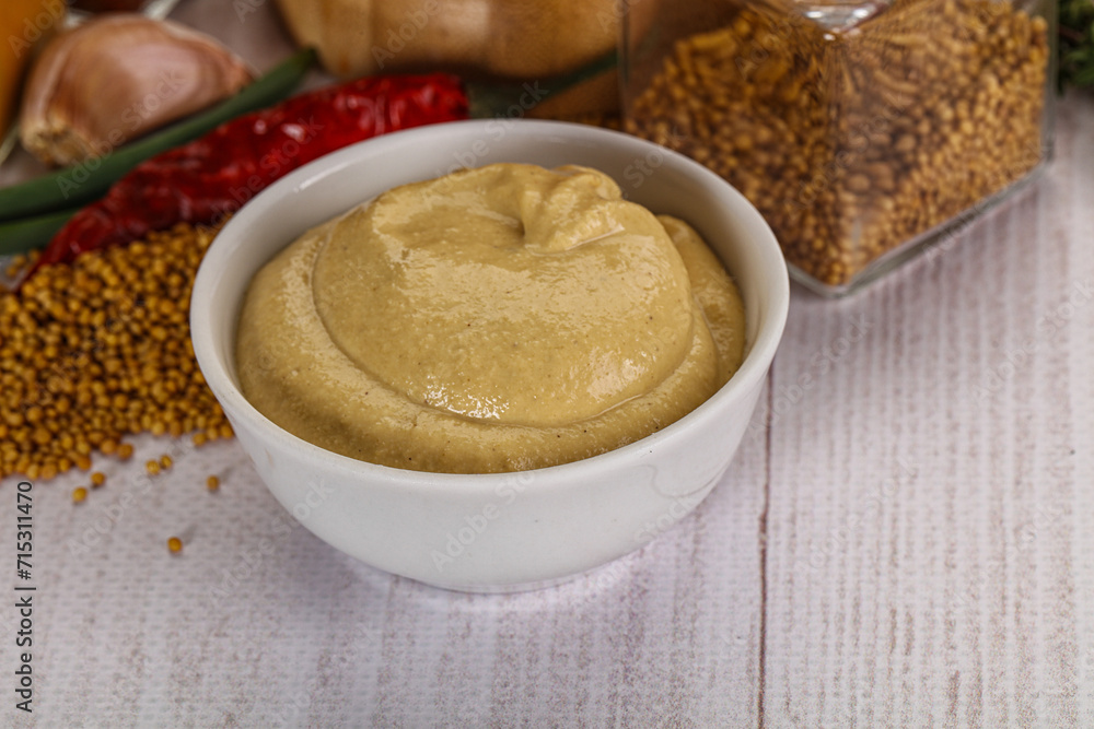 Dijon mustard sauce in the bowl Dijon mustard sauce in the bowl