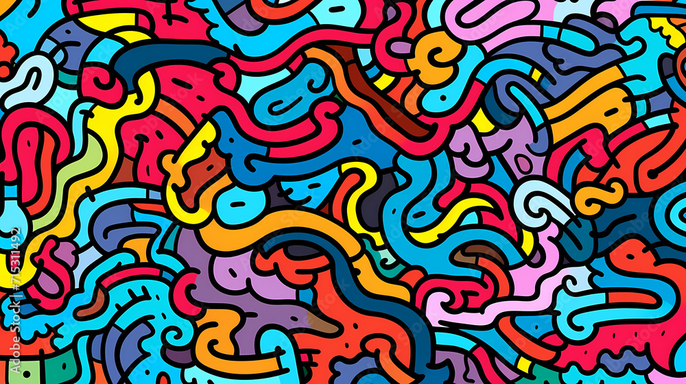 Obraz premium Funny doodle seamless pattern, artistic background