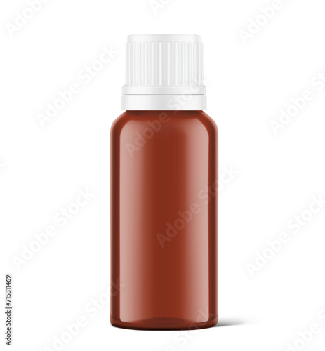 Brown glass bottle mockup for medical, eye or nasal drops isolated on white background. Vector illustration. Can be used to present medical and other needs. EPS10.