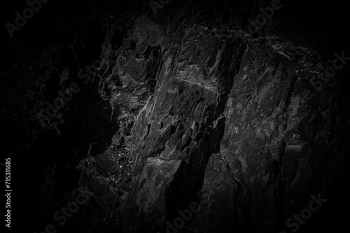 Black and white rock surface texture. Weathered stone background.